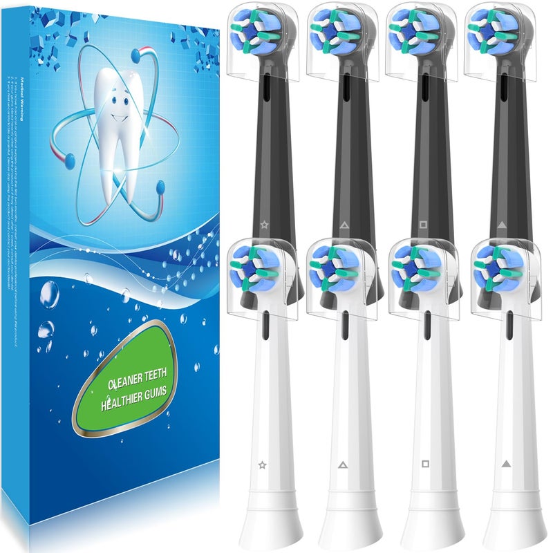 8 Pack Replacement Heads Compatible with Oral B iO Toothbrushes Brush Heads for OralB iO 23456789107G Series with Covers BlackWhite